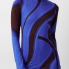 Women Le Cavalier Tops | Le Cavalier-Turtleneck: Blue Wavy Print