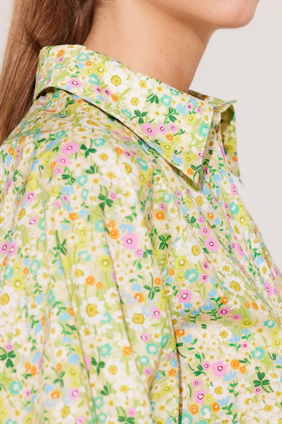 Women Ilag Tops | Ilag-Engsoleie Shirt: Green Flower Print