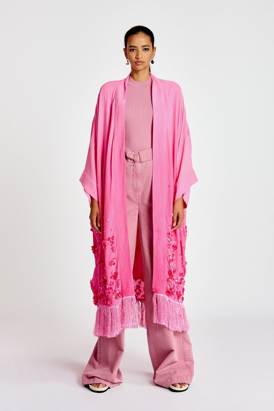 Women Essentiel Antwerp Loungewear | Essentiel Antwerp-Bocktail Ombre Sequin Kimono: Pink Cheeks