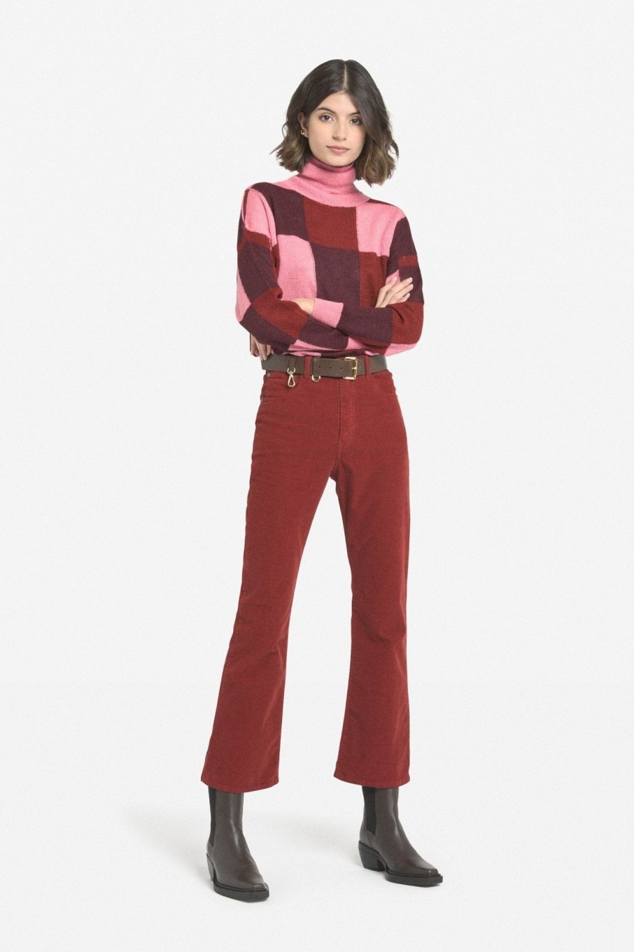 Women Ottod'ame Sweaters | Ottod'Ame-Checkered Sweater: Pink