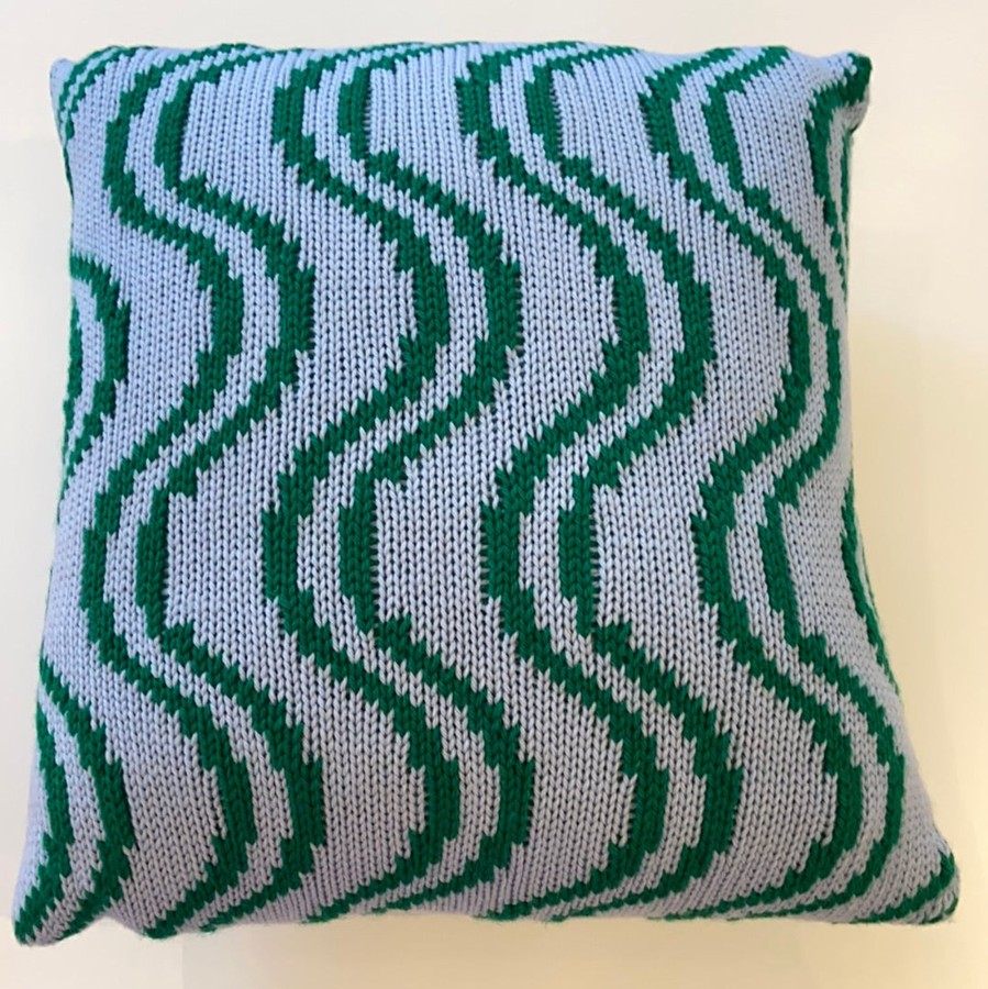 Lifestyle Nina Cherie | Nina Cherie-Big Wavy Cushion: Light Blue & Teal