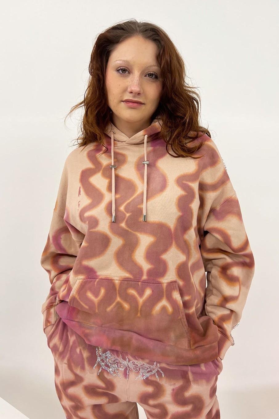 Women Collina Strada Sweaters | Collina Strada-Round Hem Hoodie: Chocolate Raspberry