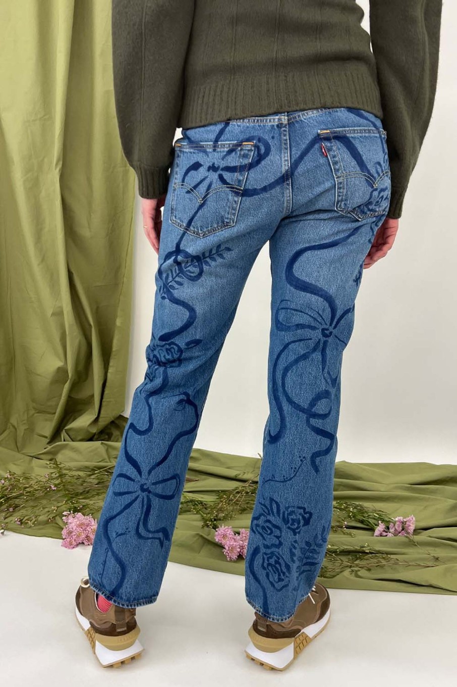 Women Collina Strada Pants & Shorts | Collina Strada-Painted Levi'S 501S: Laurel Ashleigh Floral