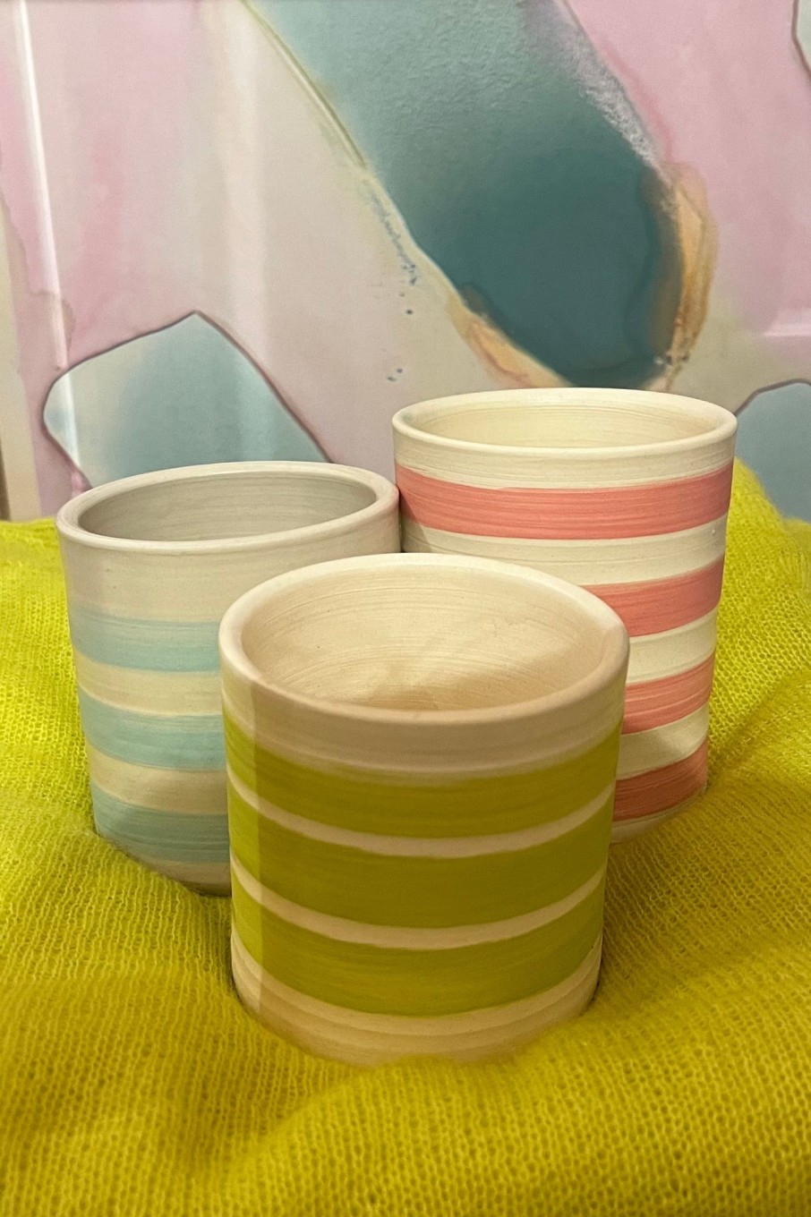 Lifestyle Pottery by Fern | Pottery By Fern-Neon Wide Stripes Cup