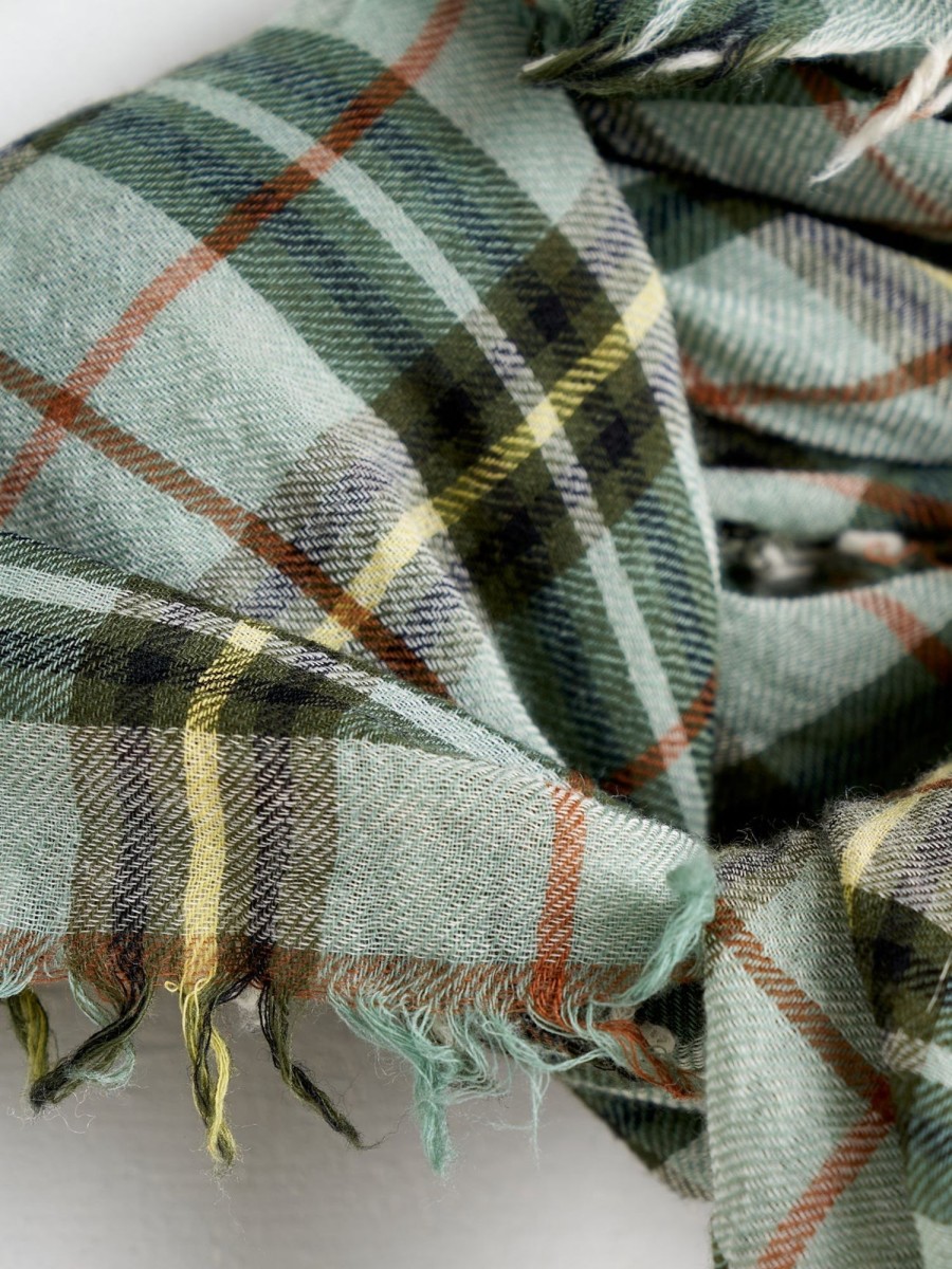 Women Bellerose Scarves | Bellerose-Silya Scarf: Green Check