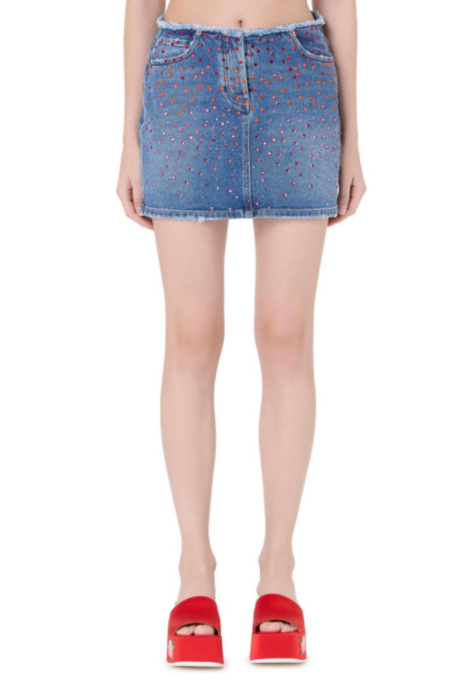 Women Vivetta Skirts | Vivetta-Crystal Denim Skirt: Indigo